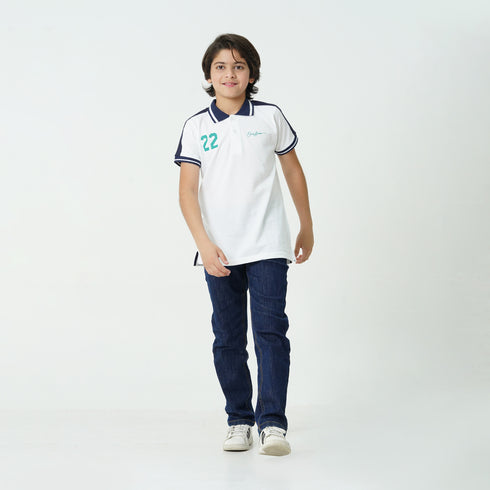 White 22 Polo Graphic Shirt